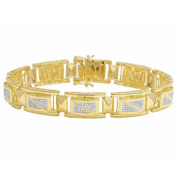 5 Karaat Fijne Ronde Geslepen Echt Diamanten Heren Armband Geel Goud 14K