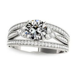 5 Karaat Oud Mijn Slijpsel Natuurlijke uit de aarde gewonnen Diamanten Ring Milgrain Gespleten Schacht Vintage Stijl