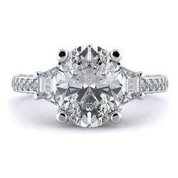 5 Karaat Ovaal Geslepen Natuurlijke Echte Diamant (Geen labgekweekt) Drie Steen Trouwring Witgoud 14K
