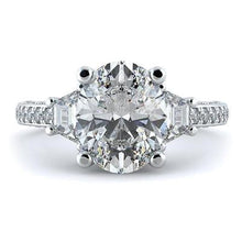 Afbeelding in Gallery-weergave laden, 5 Karaat Ovaal Geslepen Echt Diamant Drie Stenen Trouwring Wit Goud 14K
