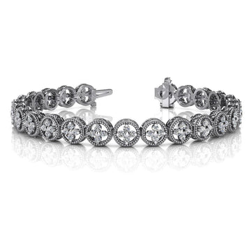 5 Karaat Ronde Echt Diamanten Kruisschakel Cirkel Armband Wit Goud 14K