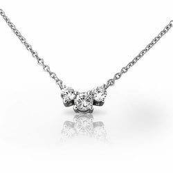 5 Karaat Ronde Geslepen Echt Diamanten Ketting Met Drie Stenen Wit Goud 14K