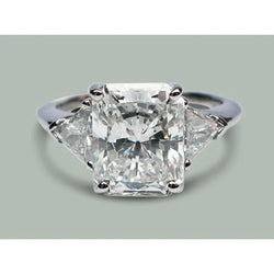 5 Karaat Radiant Natuurlijke Echte Diamanten (Niet Labgekweekt) Drie Stenen Ring