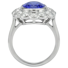 Afbeelding in Gallery-weergave laden, 5,15 ct ovale bezel set tanzaniet met Natuurlijke echte diamanten ( niet in een laboratorium gekweekt ) ring 14 kt witgoud
