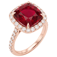 Afbeelding in Gallery-weergave laden, echte round robijn 5.35karaat ring close-up detail
