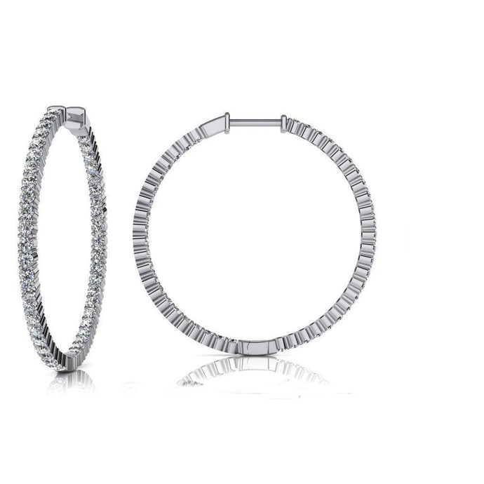 5,40 Ct Ronde Geslepen F Vvs1 Echt Diamanten Dames Hoepel Oorbellen Wit Goud 14K