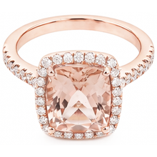 Afbeelding in Gallery-weergave laden, 5,45 ct Morganite fancy ring met kleine Natuurlijke echte diamanten ( niet in een laboratorium gekweekt ) 14K roségoud
