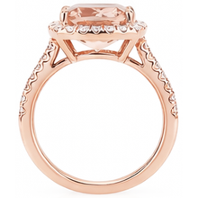 Afbeelding in Gallery-weergave laden, 5,45 ct Morganite fancy ring met kleine Natuurlijke echte diamanten ( niet in een laboratorium gekweekt ) 14K roségoud
