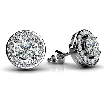 5,70 Ct Ronde Geslepen Echt Diamanten Gecentreerde Cirkel Stud Earring Wit Goud 14K Pave Halo