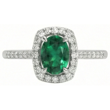 Afbeelding in Gallery-weergave laden, 5,75 ct groene smaragd en Natuurlijke echte diamanten ( niet in een laboratorium gekweekt ) jubileumring wit goud 14K nieuw
