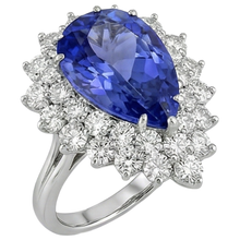 Afbeelding in Gallery-weergave laden, echte round tanzaniet 5.75karaat ring close-up detail

