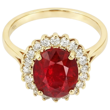Afbeelding in Gallery-weergave laden, echte round robijn 5.75karaat ring close-up detail
