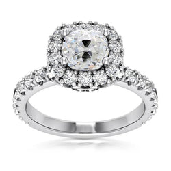 5.75 Karaat Halo Verlovingsring Oud Geslepen Kussen uit de a aarde gewonnen Diamanten Sieraad