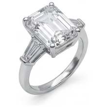 Afbeelding in Gallery-weergave laden, 5.80 Karaat Smaragd &amp; Baguettes Natuurlijke Echte Diamant (Niet labgekweekt) Drie Steen Ring Witgoud Nieuw
