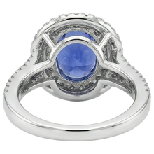 Afbeelding in Gallery-weergave laden, echte round tanzaniet 5.90karaat ring met diamantaccenten
