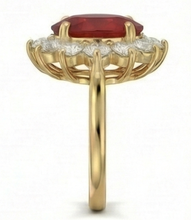 Afbeelding in Gallery-weergave laden, 5 ct rode robijn diamanten trouwring 14k geel goud
