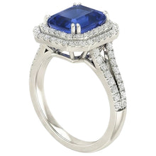 Afbeelding in Gallery-weergave laden, 5 ct. Blauwe saffier met Natuurlijke echte diamanten ( niet in een laboratorium gekweekt ) ring Solitaire met accenten Sieraden
