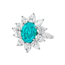 Afbeelding in Gallery-weergave laden, 5ct Paraiba Toermalijn Ring met Peer Halo
