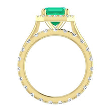 Afbeelding in Gallery-weergave laden, 5 karaat halo groene smaragd ringset
