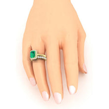Afbeelding in Gallery-weergave laden, 5 karaat halo groene smaragd ringset
