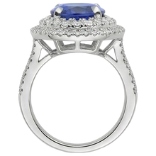 Afbeelding in Gallery-weergave laden, echte round tanzaniet 6.15karaat ring met diamantaccenten
