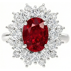 6.50 ct natuurlijke rode robijn met Natuurlijke echte diamanten ( niet in een laboratorium gekweekt ) ring witgoud