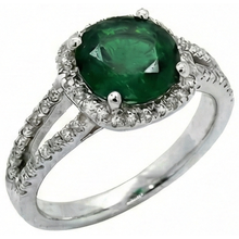 Afbeelding in Gallery-weergave laden, 6.55 Ct Rond Geslepen Groene Smaragd GIA Natuurlijke uit de aarde gewonnen Diamanten Ring Witgoud 14K

