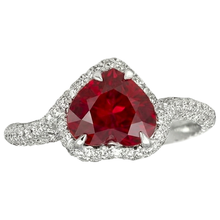 Afbeelding in Gallery-weergave laden, 6.75 Ct Rode Robijn Hartvorm Met Diamanten Ring Goud 14K
