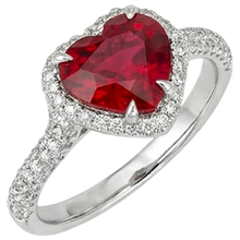 Afbeelding in Gallery-weergave laden, 6.75 Ct Rode Robijn Hartvorm Met Diamanten Ring Goud 14K
