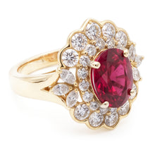 Afbeelding in Gallery-weergave laden, 6.75 karaat rode toermalijn en witte Natuurlijke echte diamanten ( niet in een laboratorium gekweekt ) ring wit goud 14K
