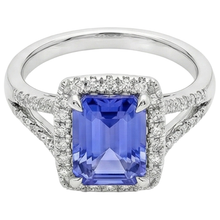 Afbeelding in Gallery-weergave laden, 6.85 ct blauwe tanzaniet met Natuurlijke echte diamanten ( niet in een laboratorium gekweekt ) ring goud wit 14k

