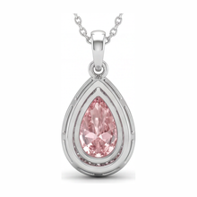 Afbeelding in Gallery-weergave laden, Roze diamant hanger 6 karaat labgekweekt peer halo 14k witgoud
