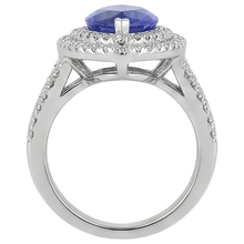 Afbeelding in Gallery-weergave laden, echte round tanzaniet 6karaat ring met diamantaccenten
