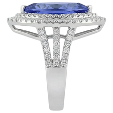 Afbeelding in Gallery-weergave laden, echte round tanzaniet 6karaat ring band detail
