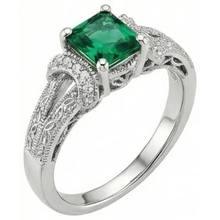 Afbeelding in Gallery-weergave laden, 6 ct prinses geslepen Groente smaragd Natuurlijke echte diamanten ( niet in een laboratorium gekweekt ) ring wit goud fijne sieraden
