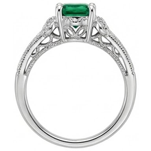 Afbeelding in Gallery-weergave laden, 6 ct prinses geslepen Groente smaragd Natuurlijke echte diamanten ( niet in een laboratorium gekweekt ) ring wit goud fijne sieraden
