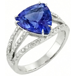 6 Karaat Trillion Sri Lanka Saffier Natuurlijke uit de aarde gewonnen Diamanten Ring Sieraden