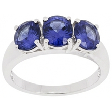 Afbeelding in Gallery-weergave laden, 6 karaat blauwe tanzaniet ring wit goud 3 stenen edelstenen Nieuw
