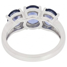 Afbeelding in Gallery-weergave laden, 6 karaat blauwe tanzaniet ring wit goud 3 stenen edelstenen Nieuw
