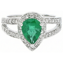 Afbeelding in Gallery-weergave laden, 6 Karaat Peer Groene Smaragd GIA Met Natuurlijke uit de aarde gewonnen Diamant Trouwring Witgoud 14K
