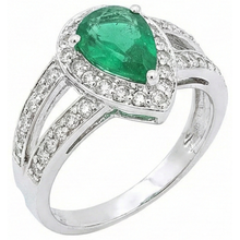 Afbeelding in Gallery-weergave laden, 6 Karaat Peer Groene Smaragd GIA Met Natuurlijke uit de aarde gewonnen Diamant Trouwring Witgoud 14K
