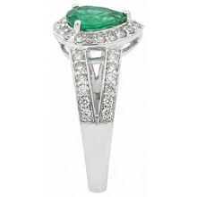 Afbeelding in Gallery-weergave laden, 6 Karaat Peer Groene Smaragd GIA Met Natuurlijke uit de aarde gewonnen Diamant Trouwring Witgoud 14K
