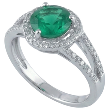 Afbeelding in Gallery-weergave laden, 6 Karaat Rond Geslepen Groene Smaragd GIA Met Natuurlijke uit de aarde gewonnen Diamanten Ring Goud
