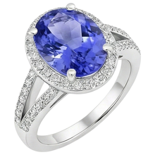 Afbeelding in Gallery-weergave laden, 6 kt Halo Tanzaniet met Natuurlijke echte diamanten ( niet in een laboratorium gekweekt ) ring wit goud 14k
