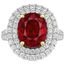 Afbeelding in Gallery-weergave laden, 6 Karaat Rode Robijn IGI GECERTIFICEERD Met Diamanten Ring Prong Gezet Goud 14K

