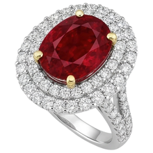 Afbeelding in Gallery-weergave laden, 6 Karaat Rode Robijn IGI GECERTIFICEERD Met Diamanten Ring Prong Gezet Goud 14K
