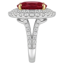 Afbeelding in Gallery-weergave laden, 6 Karaat Rode Robijn IGI GECERTIFICEERD Met Diamanten Ring Prong Gezet Goud 14K
