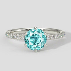 6-punts ronde Paraiba ring met diamanten accenten