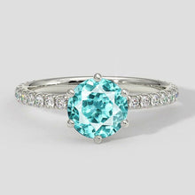 Afbeelding in Gallery-weergave laden, 6-punts ronde Paraiba ring met diamanten accenten

