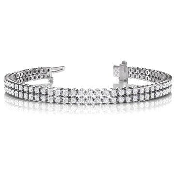 6.30 Karaat Sprankelende Ronde Geslepen Dubbele Rij Echt Diamanten Armband WG 14K